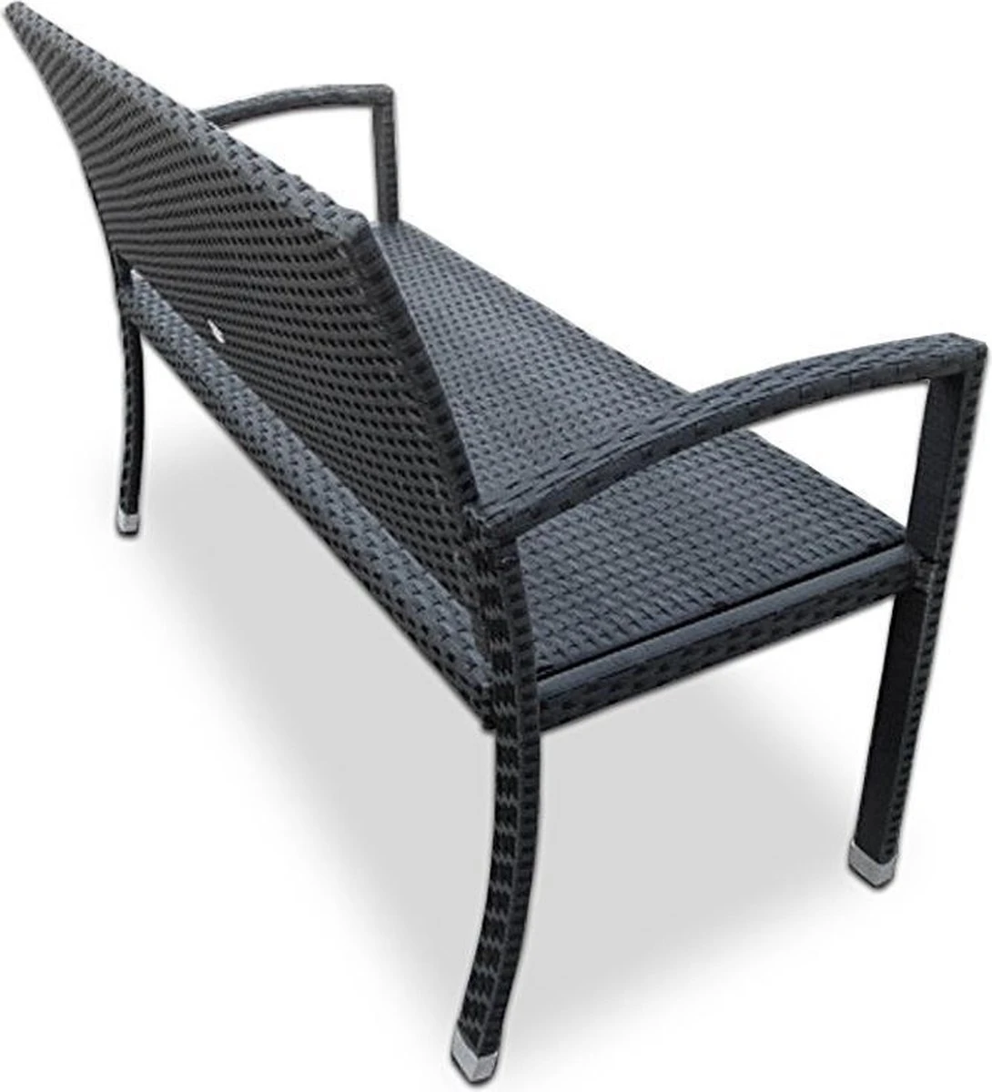 Casaria Polyrattan Tuinbank – 2 Zits UV-bestendig - Zwart - Afbeelding 2