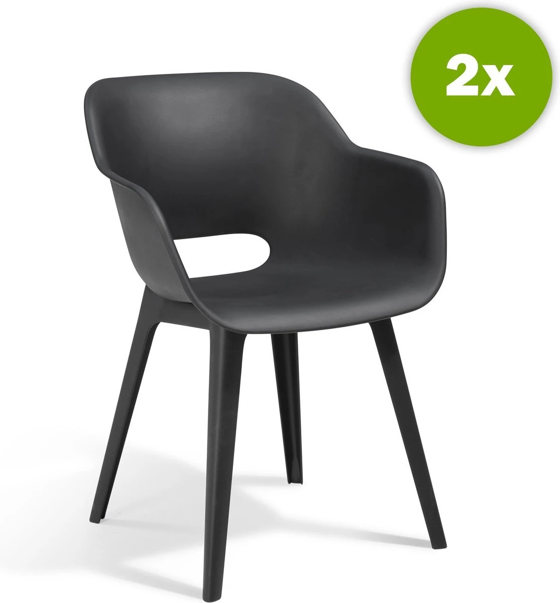 Allibert Akola Tuinstoelen - 2 Stuks -56,5x55x80cm - Donkergrijs - Afbeelding 3