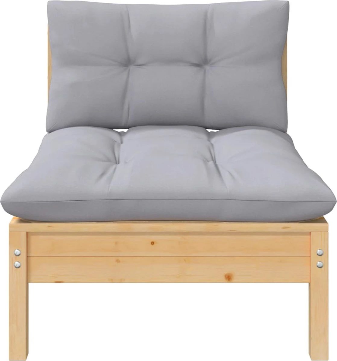 VidaXL 3-delige Loungeset Met Grijze Kussens Massief Grenenhout - Afbeelding 3