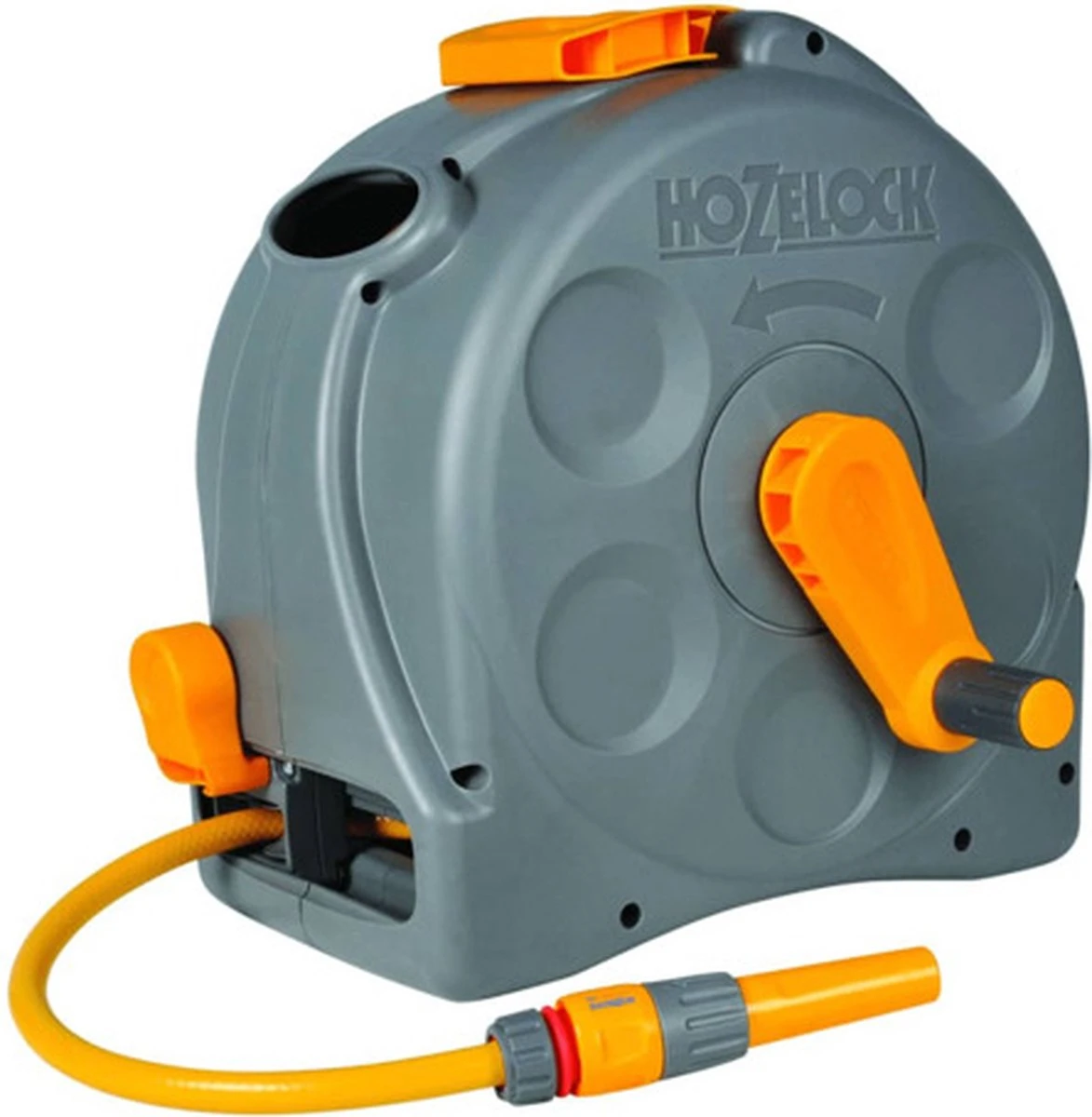 Hozelock Compact Enclosed Reel 2 In 1 - 25 Meter - Slangbox En Muurhaspel In één - Grijs - Afbeelding 5