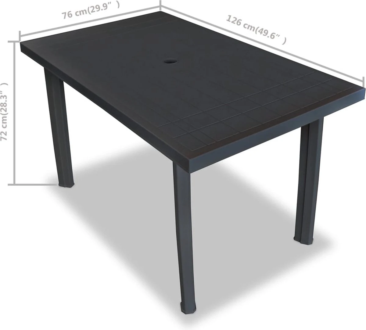 VidaXL Tuintafel 126x76x72 Cm Kunststof Antraciet - Afbeelding 8