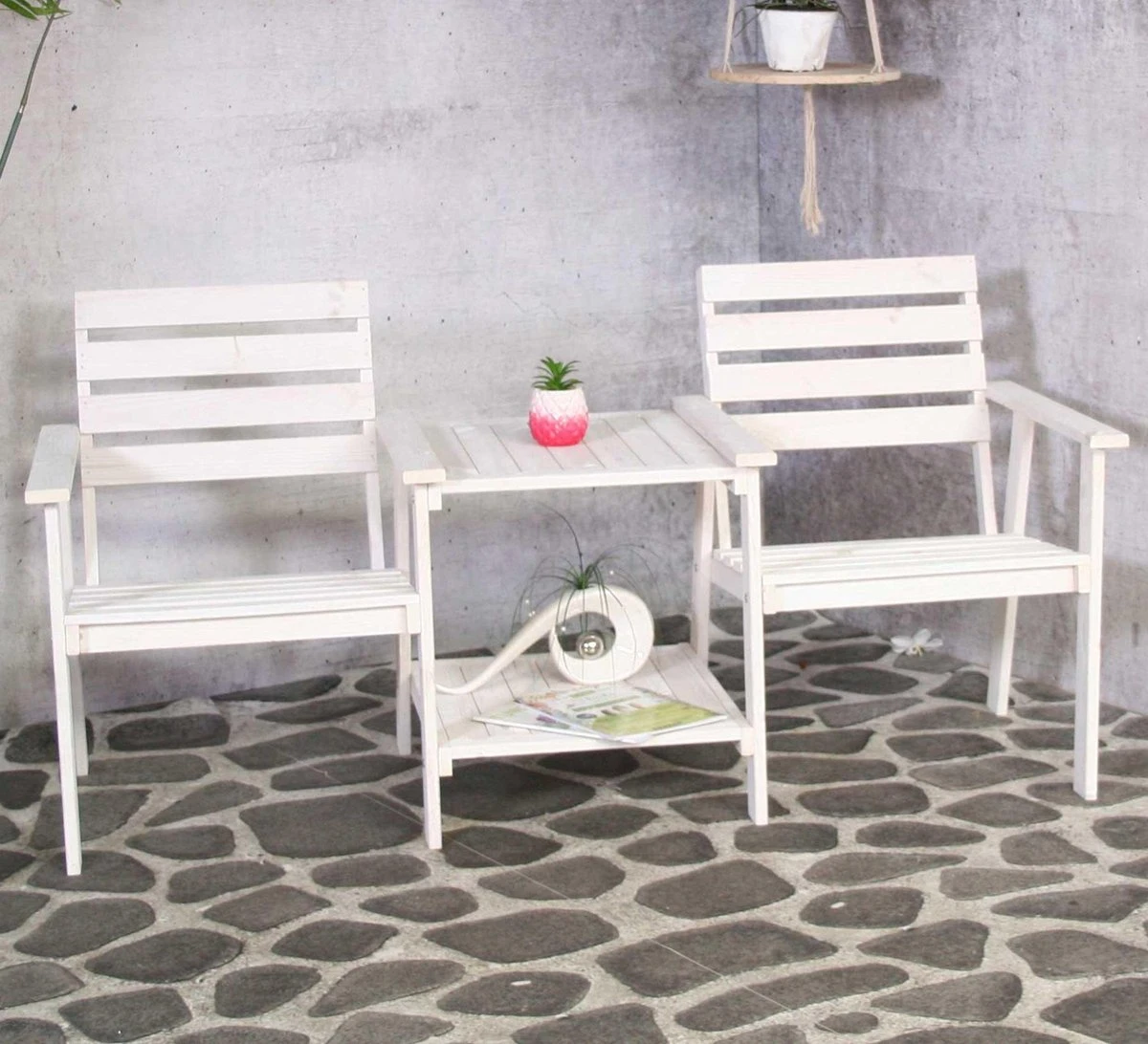 Tuinbank - Romeo Tete A Tete - Wit - 170cm - Afbeelding 6