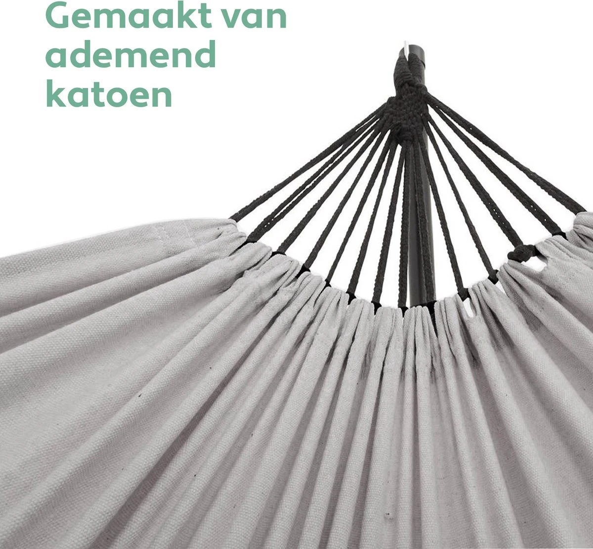 Vita5 Hangmat Met Standaard – 2 Persoons – Incl. Bekerhouder – 205kg Draaggewicht – Grijs - Afbeelding 10