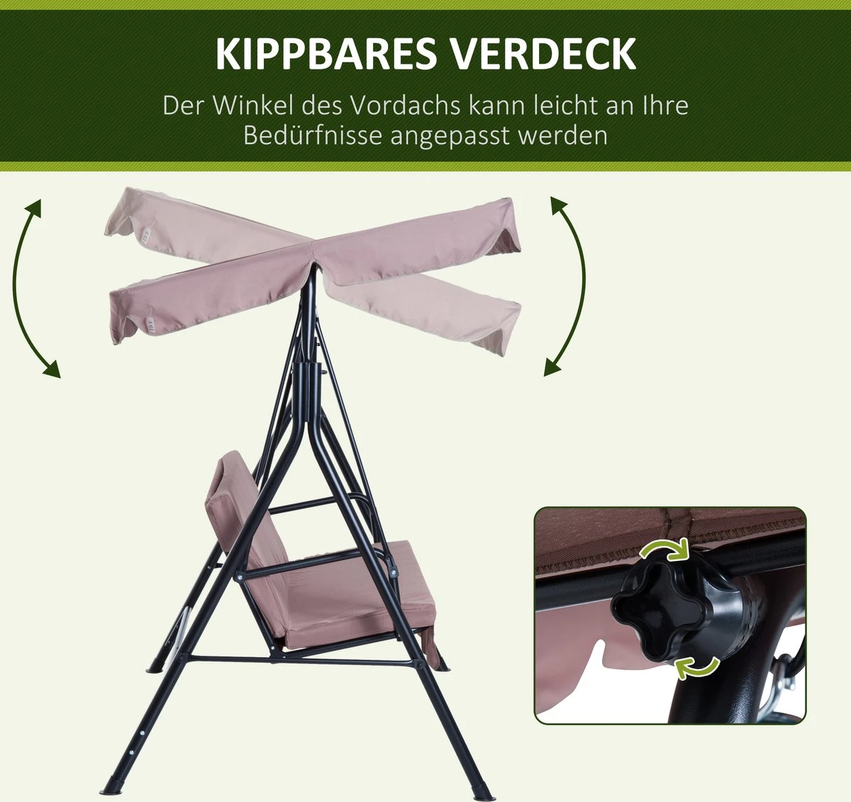 Outsunny Hollywoodschommel 3-zits Tuinschommel Schommelbank Met Dak 3 Kleuren 84A-054 - Afbeelding 3