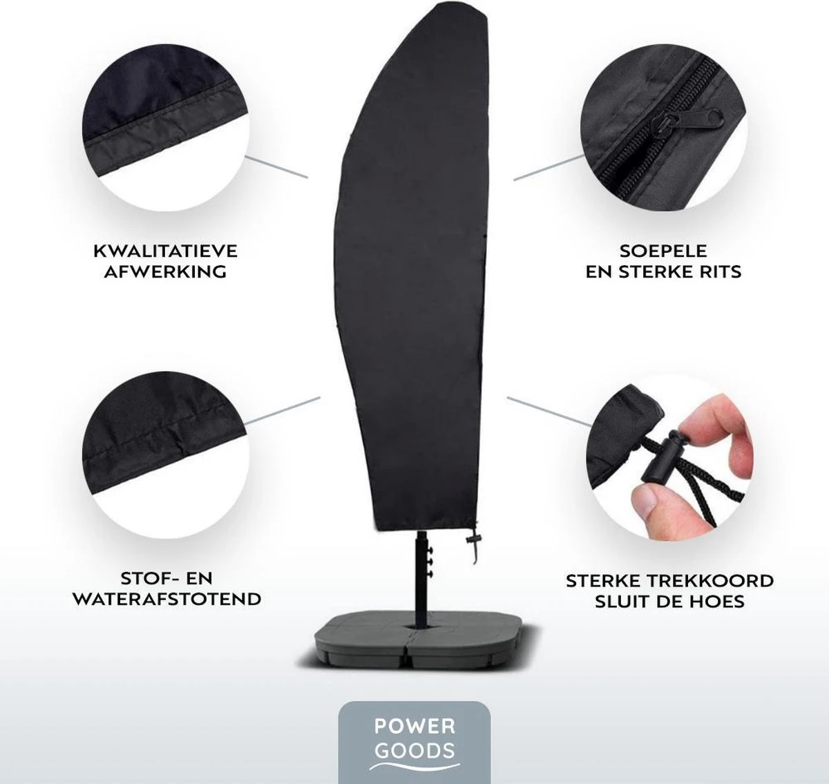 Power Goods Parasolhoes XXL Voor Zweefparasol – Parasolhoes Met Rits En Stok – Parasolhoes Staande Parasol – Tuinmeubelhoezen – Beschermhoes Zweefparasol – Waterproof – Anti-UV – 280 X 81 Cm - Afbeelding 7