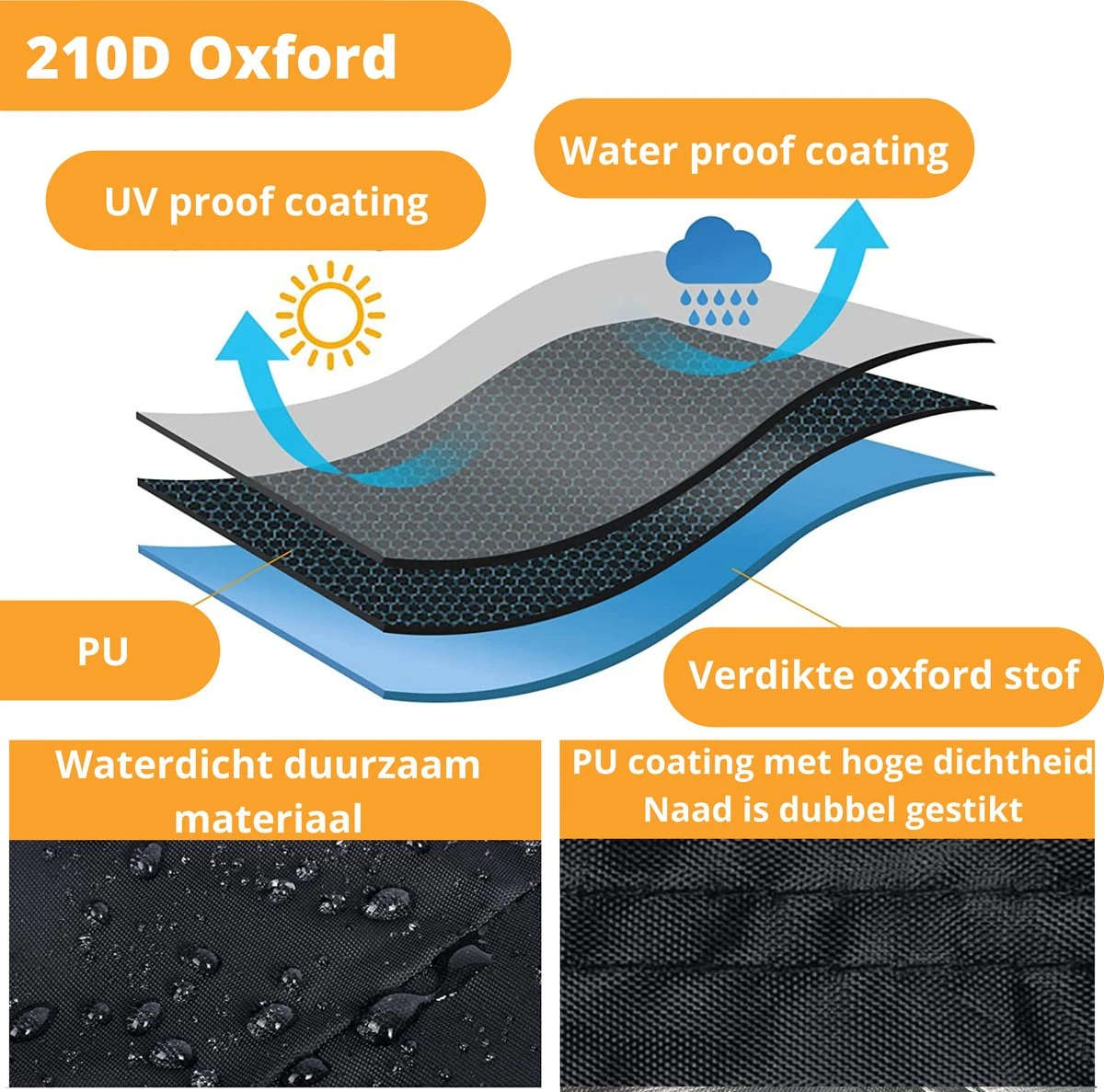 Beschermhoes Tuinmeubelen - Tuintafel - Loungeset - Tuinset - 213x132x74 Cm - Afbeelding 4