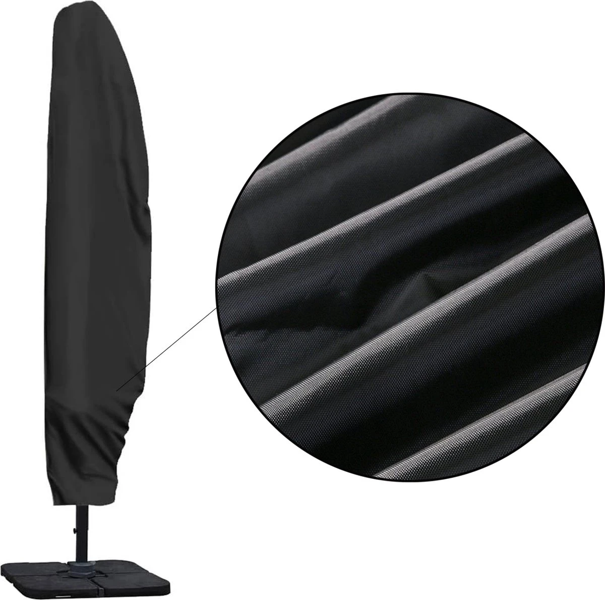 Parasolhoes Voor Zweefparasol - 265 Cm - Zwart - Waterbestendige Hoes Voor Parasol - Parasolhoes Staande Parasol Met Rits - Afbeelding 3