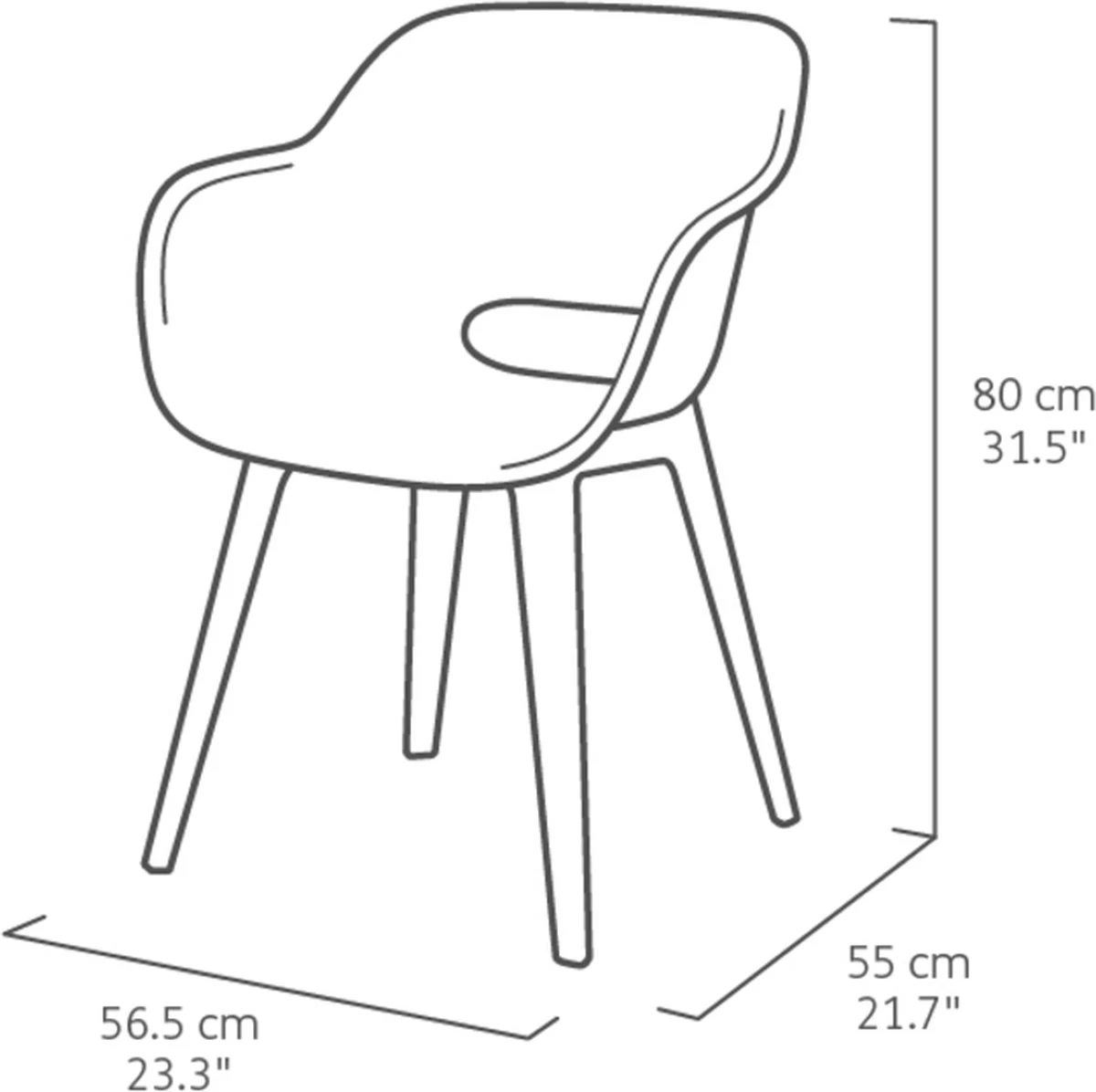 Allibert Akola Tuinstoelen - 2 Stuks -56,5x55x80cm - Donkergrijs - Afbeelding 18