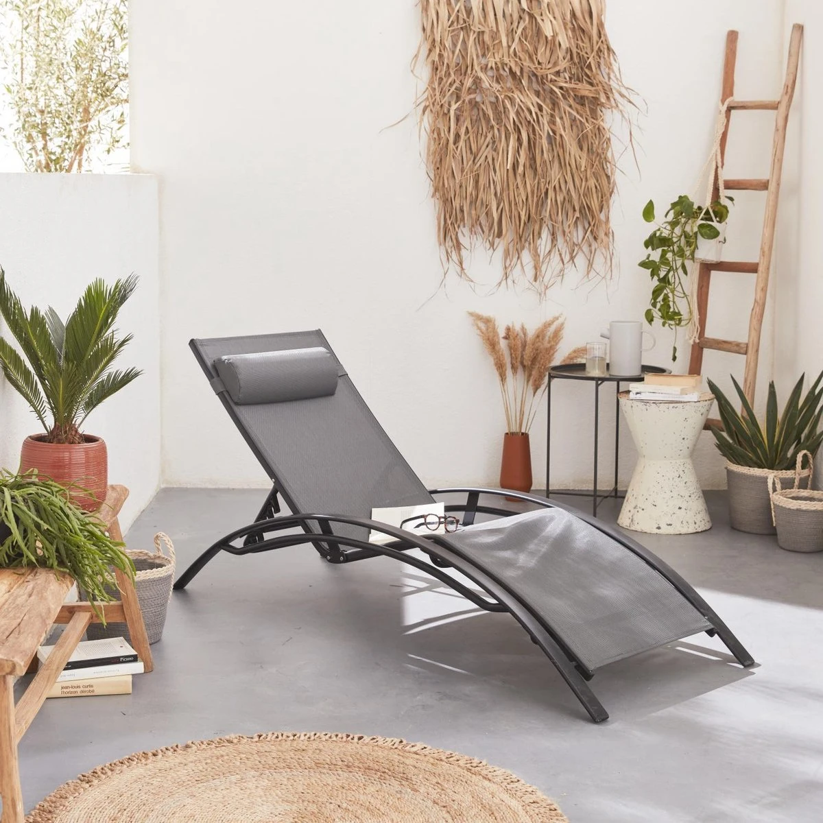 Alice's Garden Louisa Ligstoelen - Aluminium/Textileen - 1,67 M - Antraciet/Grijs - Afbeelding 2