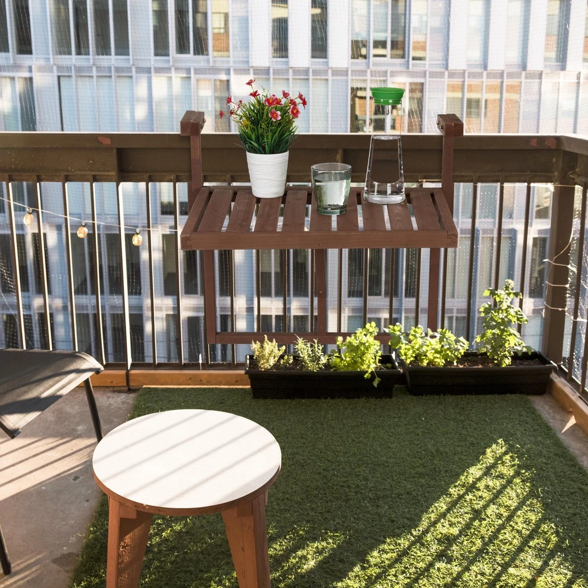 Relaxdays Balkontafel Inklapbaar - Klaptafel Balkon - Tafel Reling - Hangtafel Hout - Afbeelding 3