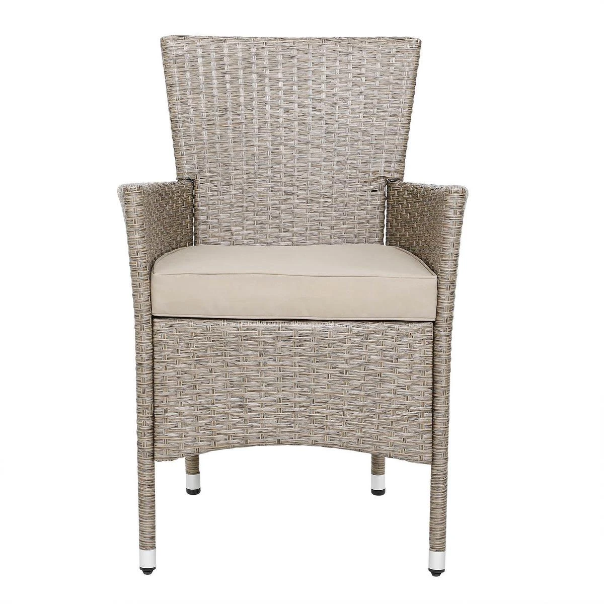 Casaria Polyrattan Tuinset - 4 Stoelen & Tafel 90x90 Cm - Beige Grijs - Afbeelding 12