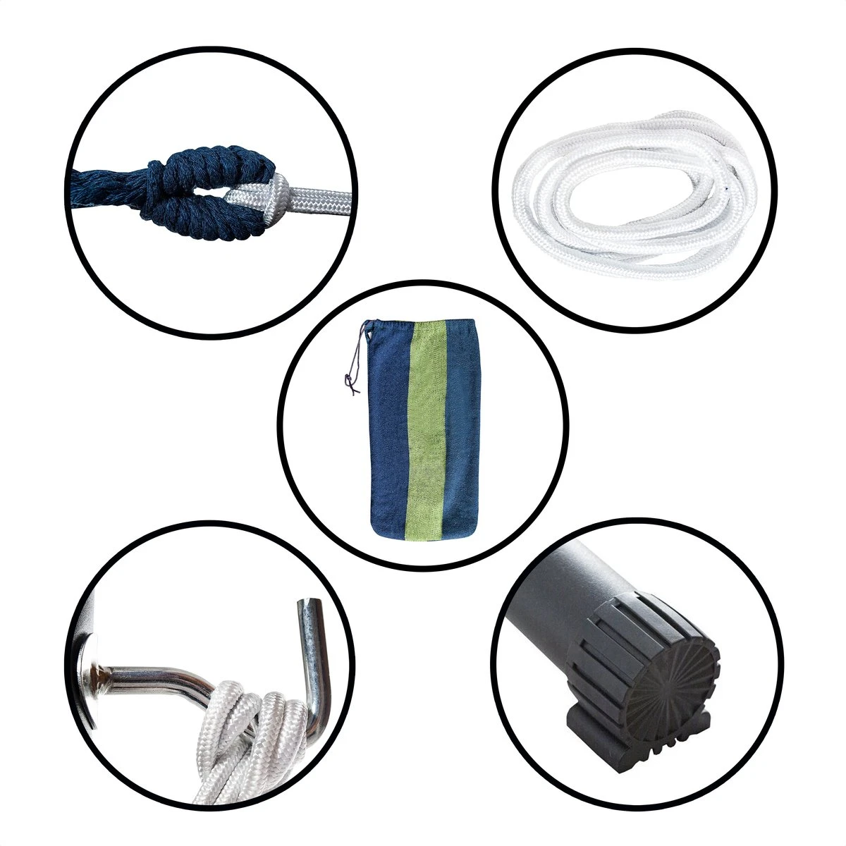 Hangmat Met Standaard En Opbergtas – 2 Persoons – Max. Draaggewicht 200Kg – Hangmatset – Hangmatten – Hang Mat Voor Binnen En Buiten – Hangmatstandaard – Hammock – Blauw / Groen - Afbeelding 6