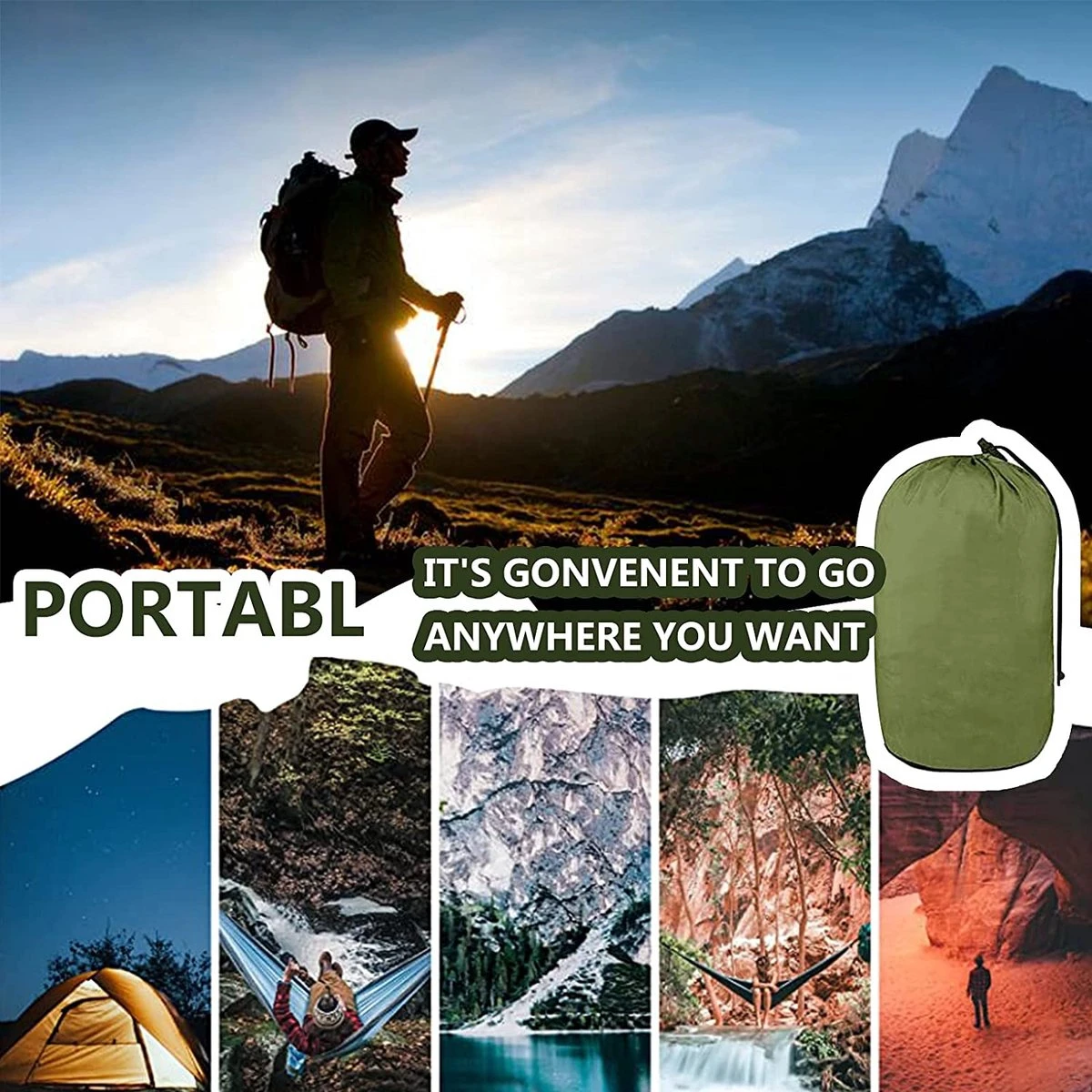 IBright Hangmat XXL - Complete Set – Incl. Karabijnhaken En Riemen - Tot 200 Kg - 270x140cm - Leger Groen - Afbeelding 2