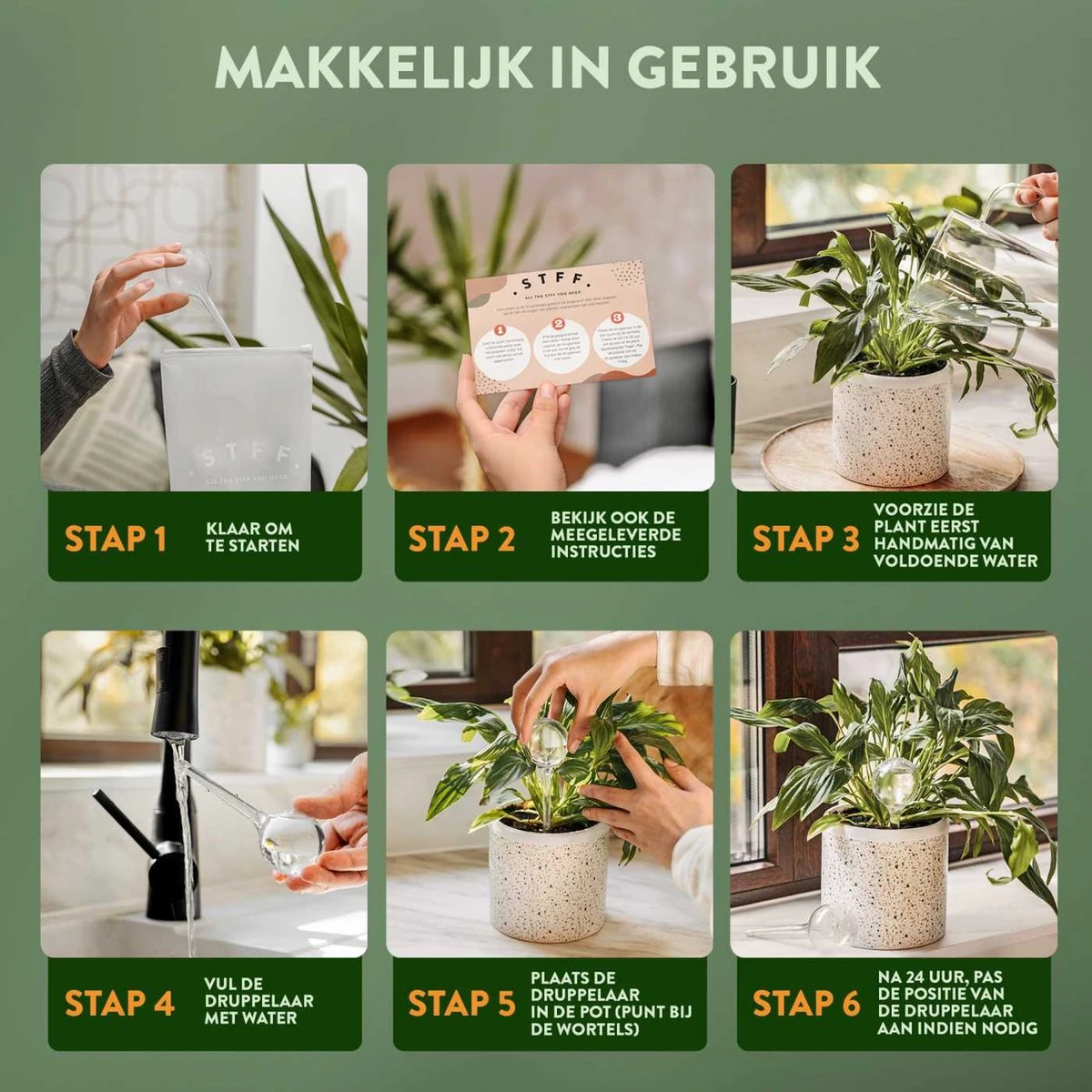 STFF & Co® Waterdruppelaar Voor Planten – Irrigatiesysteem Automatisch Watergeefsysteem – Waterbollen Voor Planten – Bewateringssysteem – 8 Stuks - 5cm - Afbeelding 4