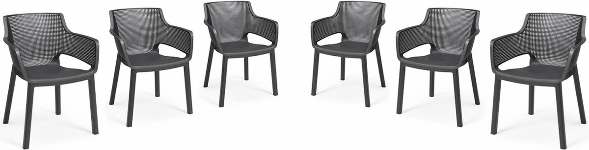 Alice's Garden Tuinset Julie/Elisa - 147x90x74cm - 6 Stoelen - Kunsthars - Grafietkleur - Afbeelding 4