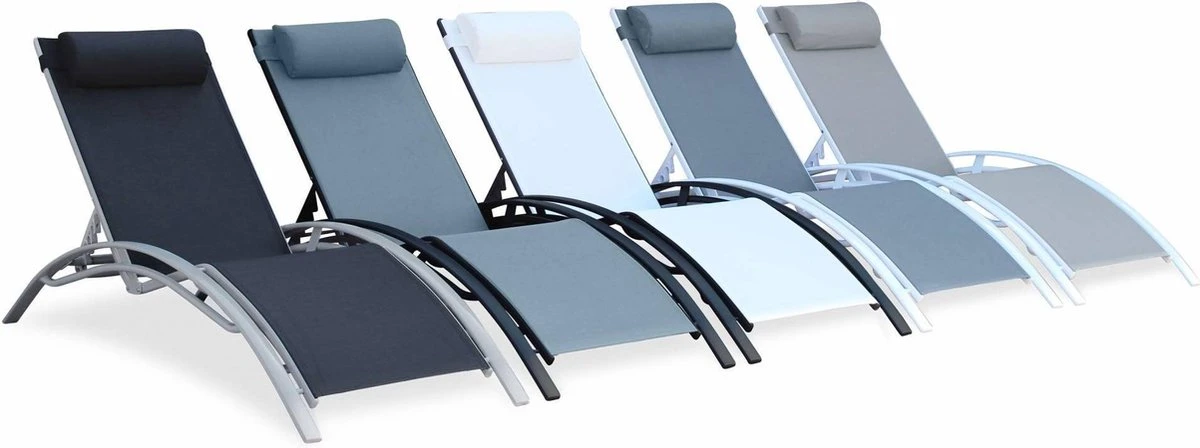 Alice's Garden Louisa Ligstoelen - Aluminium/Textileen - 1,67 M - Antraciet/Grijs - Afbeelding 3