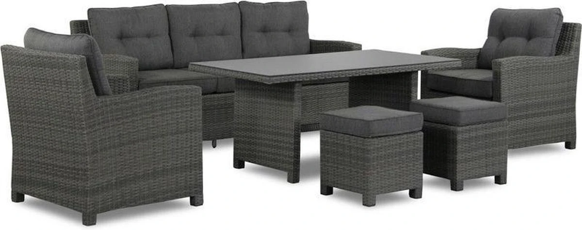 New Castle Stoel-bank Dining Loungeset 6-delig Antraciet - Afbeelding 9