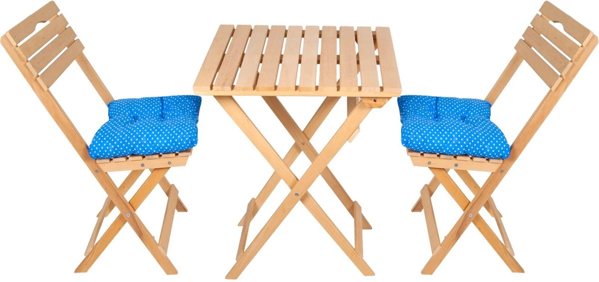 SiRaC - Houten Tuinset - Balkonset - 3-delig - Met Paarse Kussens - Natuurlijke Hout - Balkon Meubelen - 2 Persoons Balkonset - Twee Stoelen En Bijzettafel - Hout - Afbeelding 7