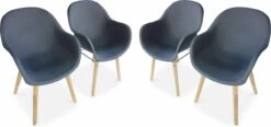 Alice's Garden Kuipstoelen CELEBES - Set Van 4 - Acacia En Kunststof - Grijs