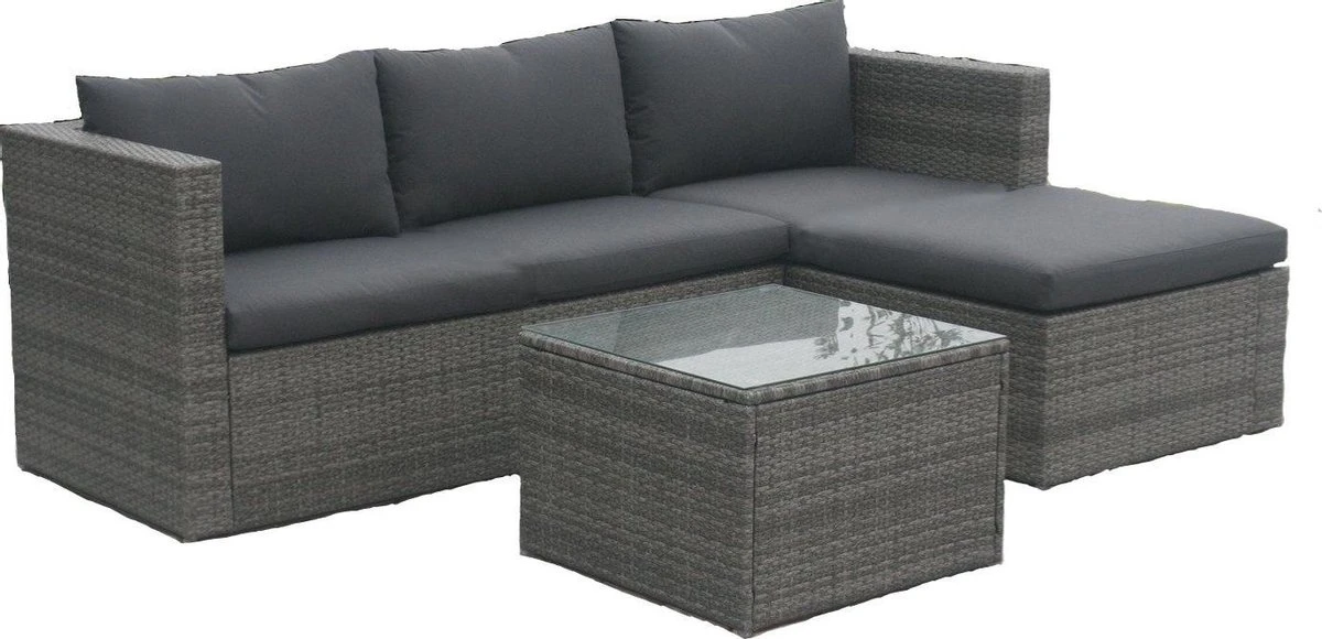 MaxxGarden Loungeset – Rattan Hoekset - 4 Persoons - Incl. Salontafel - Grijs - Afbeelding 2