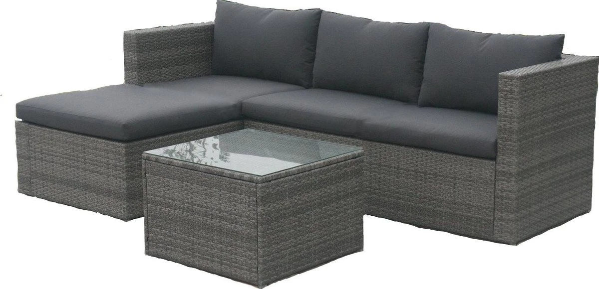 MaxxGarden Loungeset – Rattan Hoekset - 4 Persoons - Incl. Salontafel - Grijs