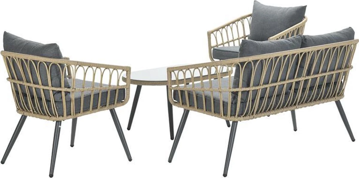 Garden Impressions Franklin Loungeset 4-delig - Wicker - Carbon Black/mystic Grey - Afbeelding 8