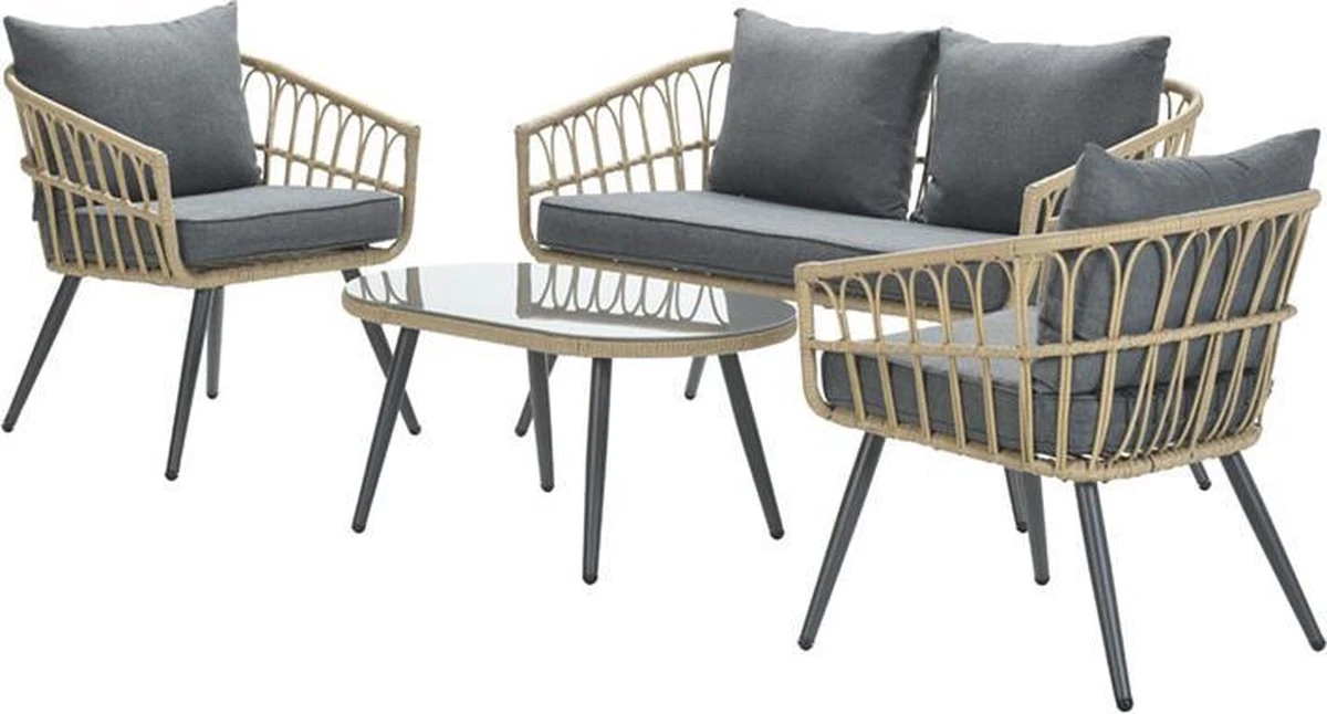 Garden Impressions Franklin Loungeset 4-delig - Wicker - Carbon Black/mystic Grey - Afbeelding 7
