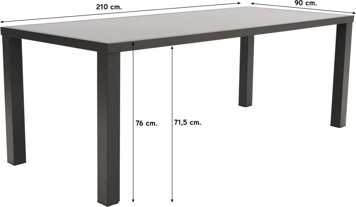 Alma Tuintafel Antraciet - 210 X 90 Cm. - Afbeelding 2