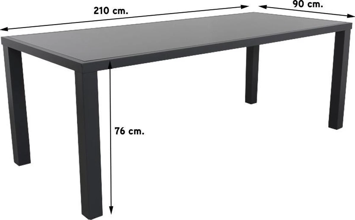 Alma Tuintafel Antraciet - 210 X 90 Cm. - Afbeelding 9
