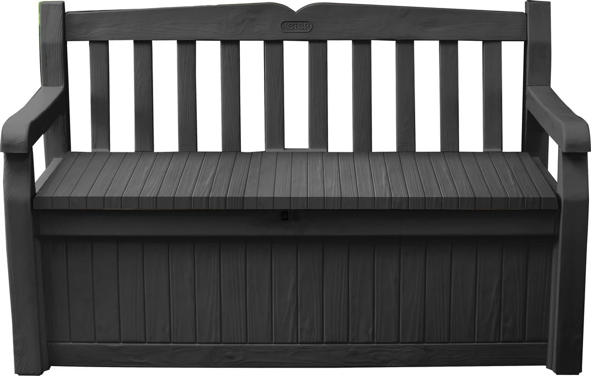 Keter Eden Garden Bench Opbergbank - 265L - 140x60x84cm - Zwart/Grijs - Afbeelding 6