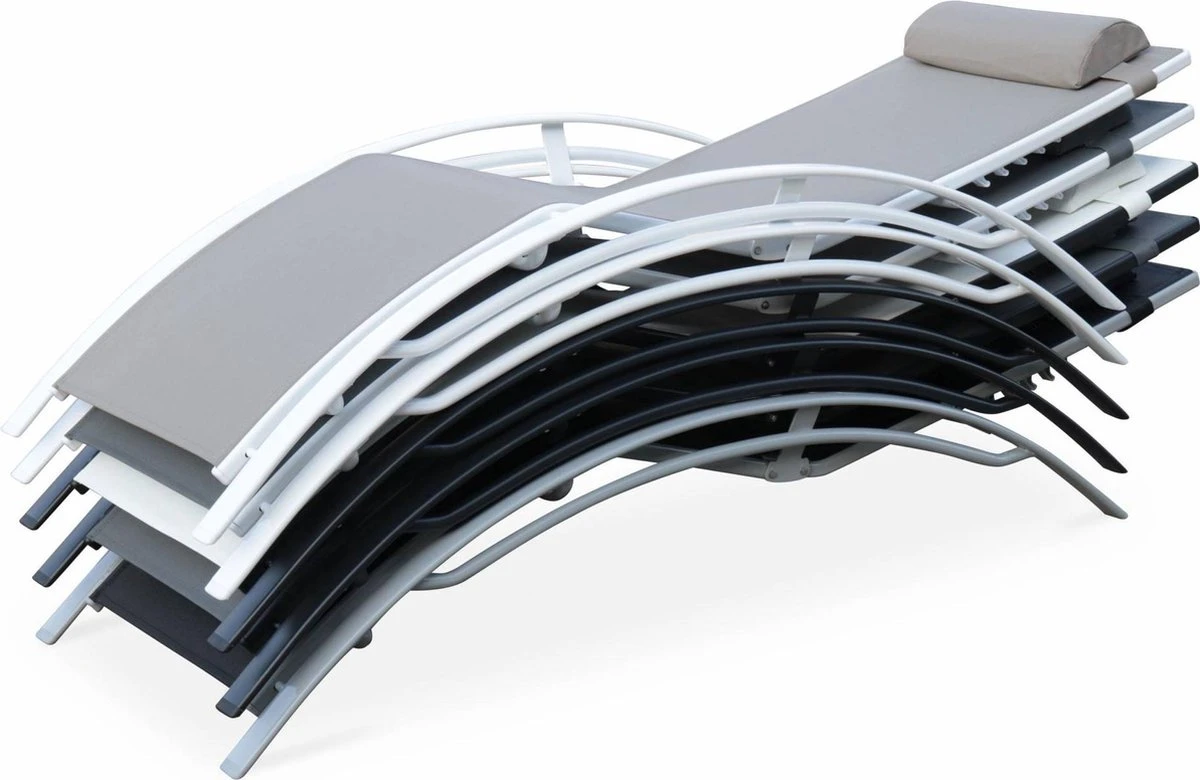 Alice's Garden Louisa Ligstoelen - Aluminium/Textileen - 1,67 M - Antraciet/Grijs - Afbeelding 4