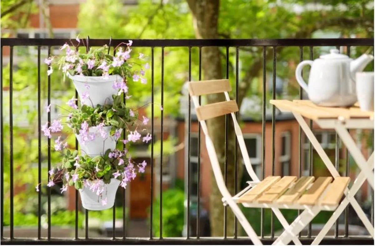 Elho Corsica Vertical Forest 24 - Bloempot Voor Balkonbuiten - Ø 26.7 X H 29.7 Cm - Wit/Wit - Afbeelding 16