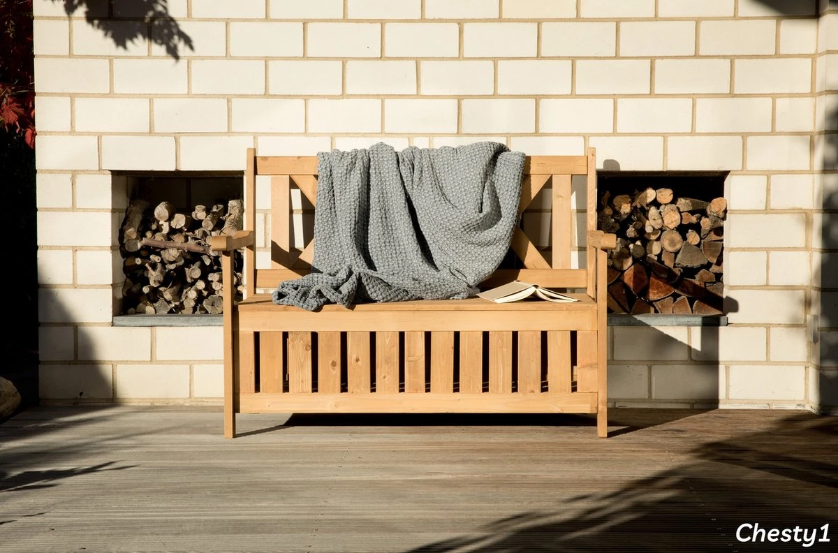 Needs&wants® Houten Tuinbank Met Opbergruimte, 2-zits Kistbank Houten Klassieke Bank Opslag, Grote Tuinopbergbank Van Massief Hout Weerbestendig Voor Buiten Tuin, Balkon, Terras, 115x61x85 Cm, Donker-bruin - Afbeelding 7