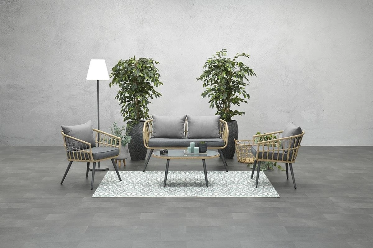 Garden Impressions Franklin Loungeset 4-delig - Wicker - Carbon Black/mystic Grey - Afbeelding 6