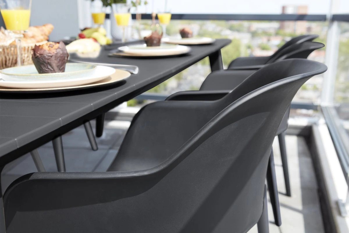 Allibert Akola Tuinstoelen - 2 Stuks -56,5x55x80cm - Donkergrijs - Afbeelding 2