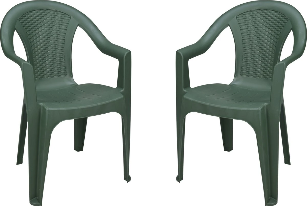 4goodz Isola Groen 2x Stapelbare Tuinstoelen - Plaatsbesparend