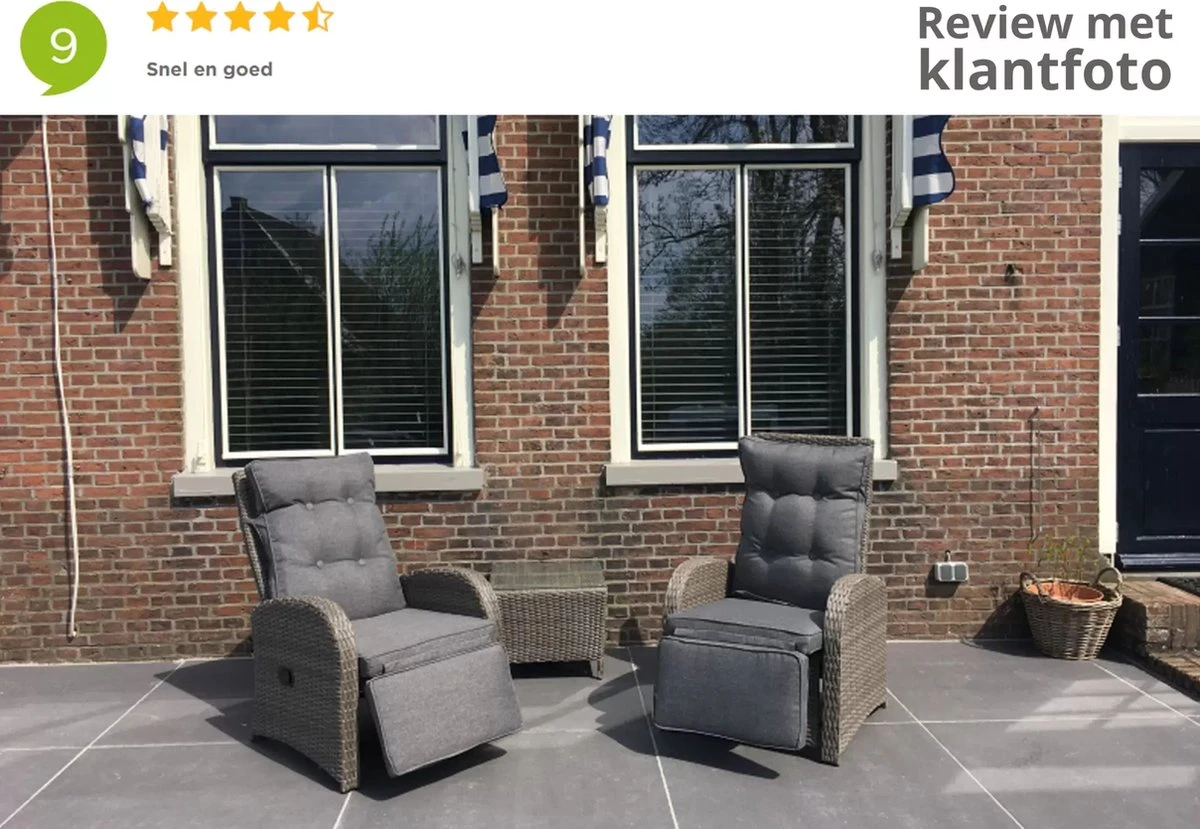 Loungeset Duoset Melia 2 Verstelbare Stoelen + Tafel - Balkonset - Afbeelding 19