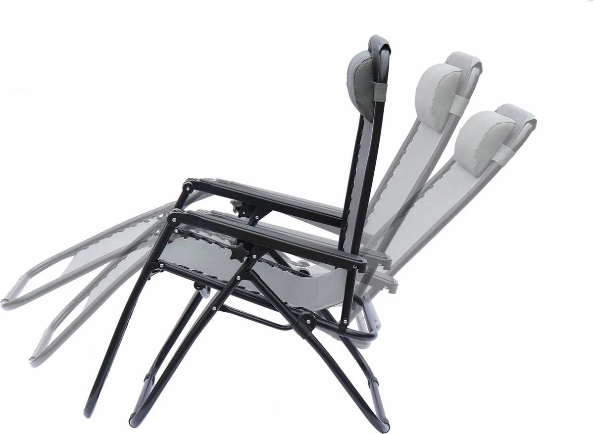Alice's Garden Campingstoel PATRICK - Set Van 2 - Opvouwbaar - Verstelbaar - Grijs - Afbeelding 4
