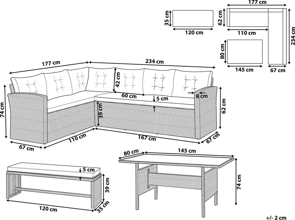 Beliani VITERBO - Loungeset Voor 8 - Grijs - PE Rotan - Afbeelding 17