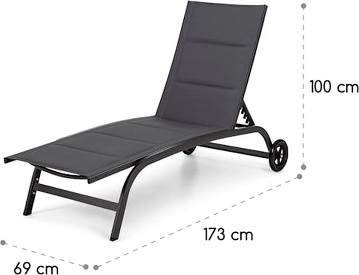 Blumfeldt Limala Tuinstoel - Ligstoel - Relaxstoel - Rugleuning In 6 Standen Verstelbaar - 2 Vielen - Draagkracht: Max. 150 Kg - Afbeelding 5