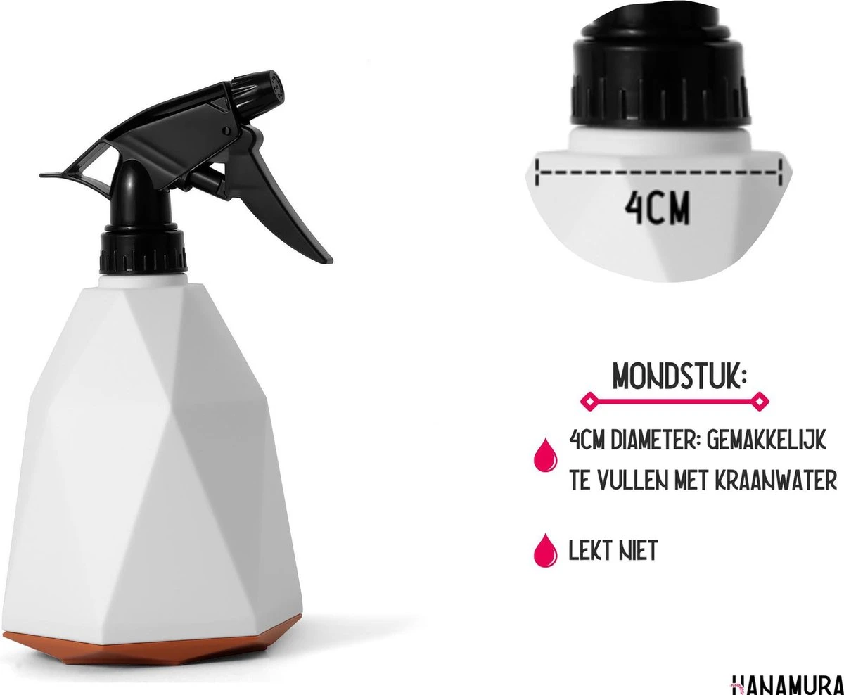 Hanamura Plantenspuit – Sprayflacon – Waterverstuiver – Wit – 600ml - Afbeelding 3