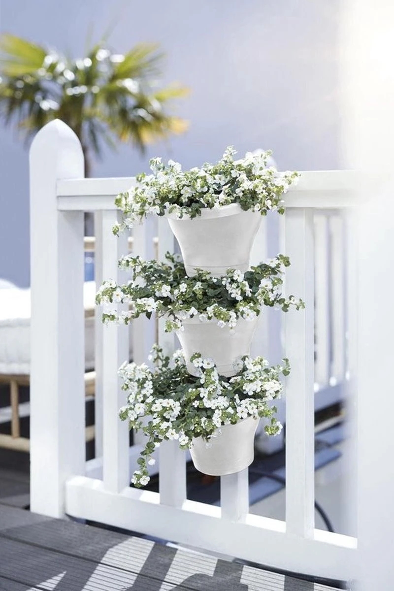 Elho Corsica Vertical Forest 24 - Bloempot Voor Balkonbuiten - Ø 26.7 X H 29.7 Cm - Wit/Wit - Afbeelding 9