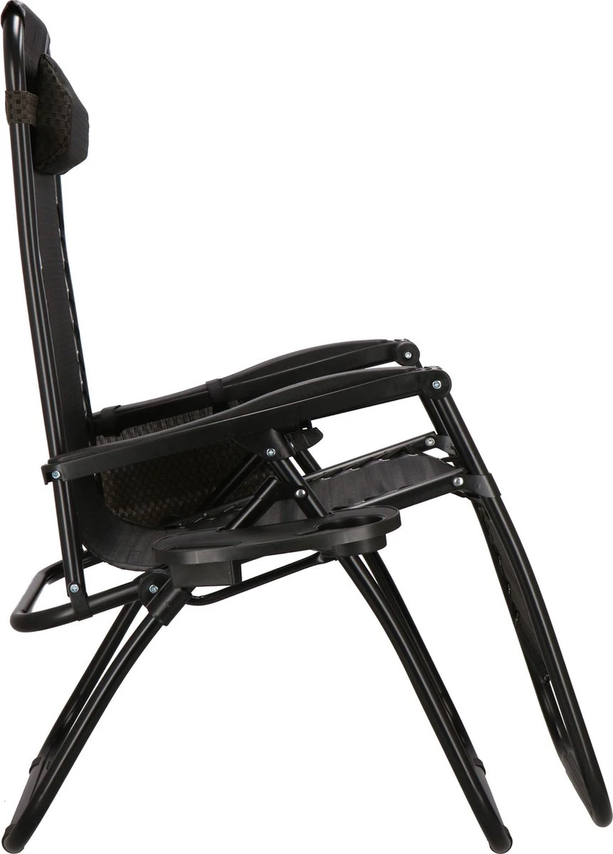 Springos Tuinstoel | Ligstoel | Opvouwbaar | Verstelbaar | Ergonomische Hoofdsteun | Bruin / Zwart - Afbeelding 14