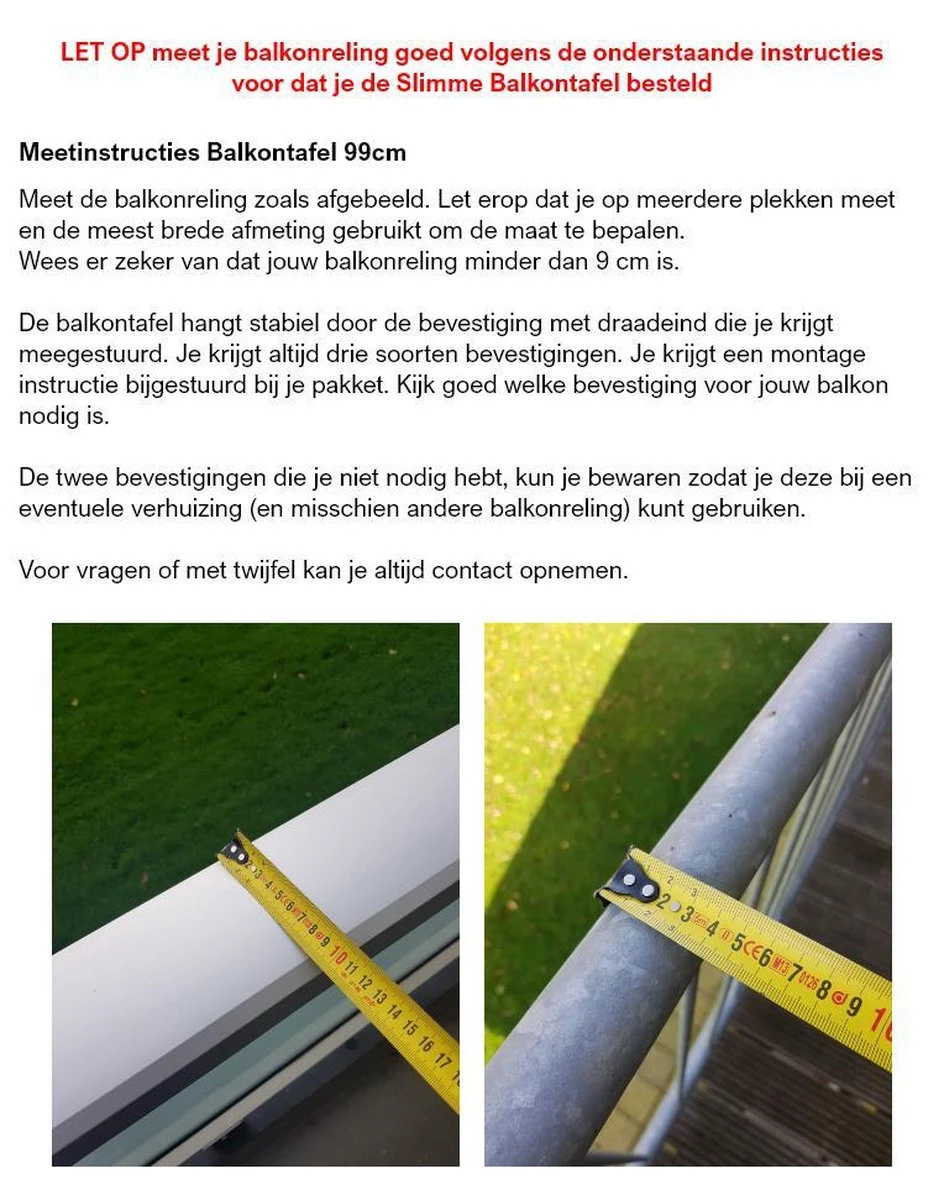 GoudmetHout Inklapbare Balkontafel - Balkonbar - Balkon Tafel - 99 Cm - Hout - Transparant Wash - Reling Smal - Afbeelding 5