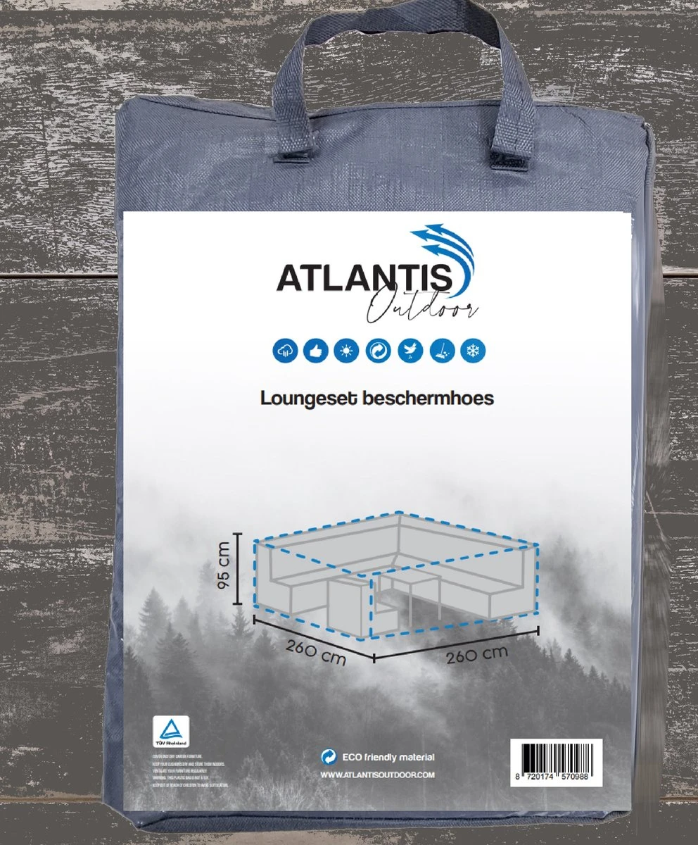 Weersbestendige Beschermhoes Loungeset / Tuinset (met Hoge Tafel) | 260 X 260 X 95 Cm | Premium | Waterproof | TÜV Rheinland Gecertificeerd | Hoes Voor Tuin | Waterdicht | Solution Dyed (verkleuring Onmogelijk) | Grijs / Antraciet - Afbeelding 7